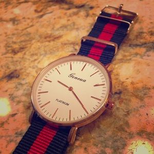 Red and Navy Watch Rose Gold
